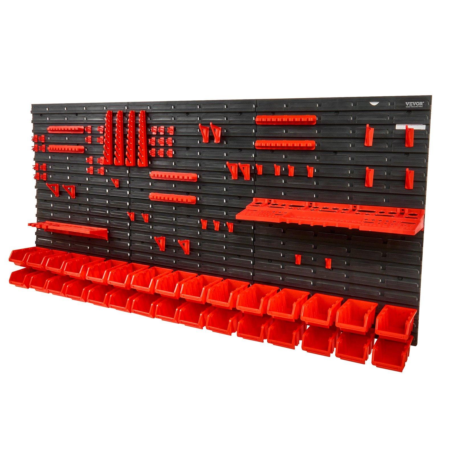 Workshop Tools Organizer - ชั้นวางของติดผนังแบบ 30 ช่องสำหรับจัดเก็บชิ้นส่วนพลาสติก พร้อมแผงเก็บของ ที่แขวนเครื่องมือ ตะขอ