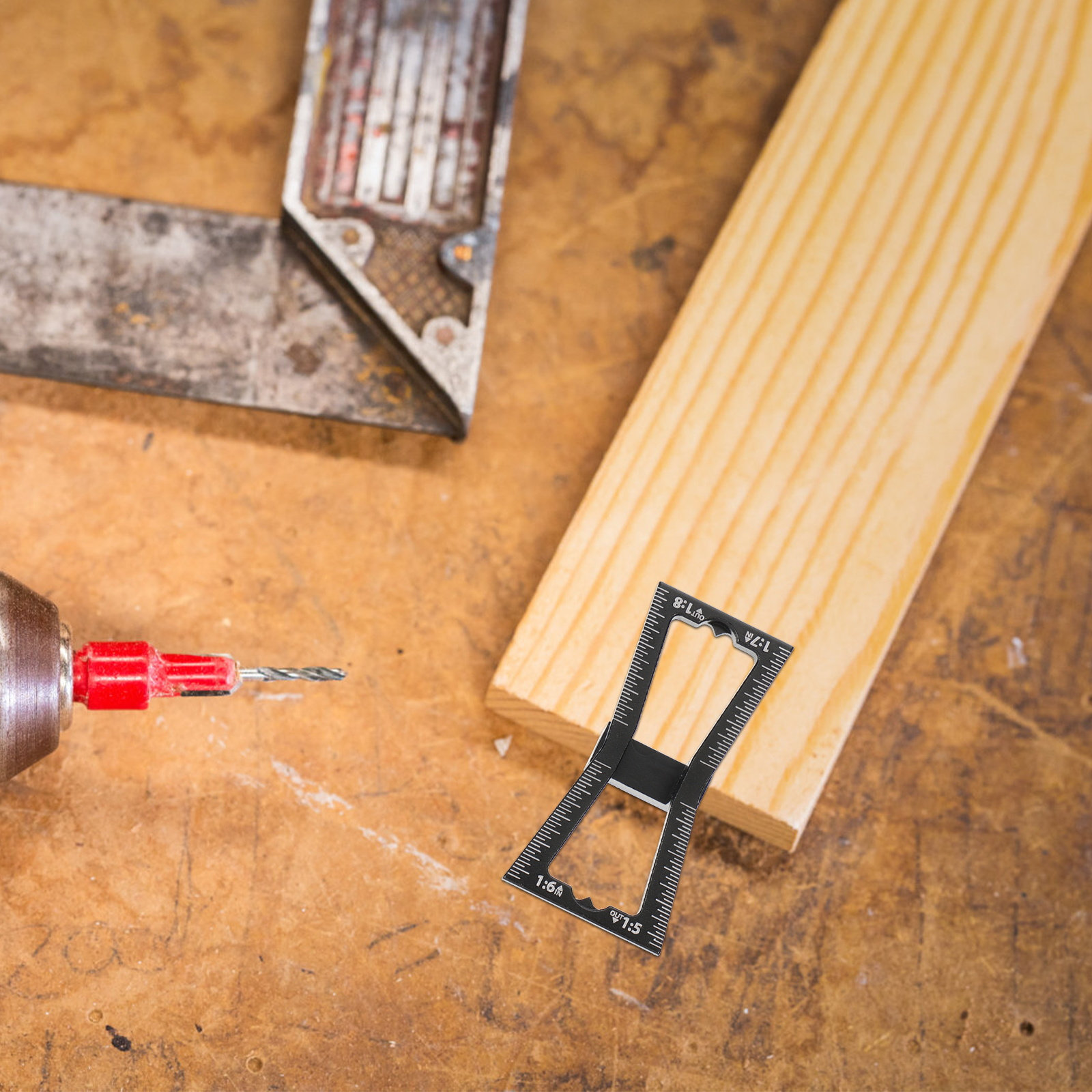 Dovetail Marking Guide - เครื่องมือวัดรอยต่อแบบดอว์เทล 1 ชิ้น ทำจากอะลูมิเนียมอัลลอยด์ สำหรับงานไม้ที่ต้องการความแม่นยำ เครื่องมือช่างไม้สำหรับการตัดและกำหนดตำแหน่งรอยต่อ