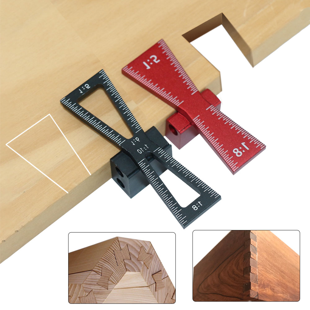 Dovetail Marking Guide - อุปกรณ์มาร์กเกอร์แบบประกบสำหรับงานไม้อะลูมินัมอัลลอยตัวนำแบบประกบหน้ากากพ่นสีแม่นยำมี1:5 1:6 1:8และทางลาด1:10