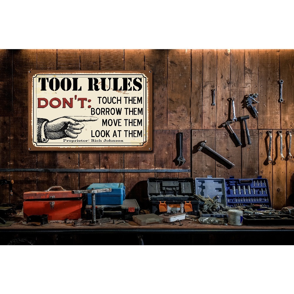 ป้ายโลหะกฎเกณฑ์เครื่องมือแบบปร - Workshop Tools And Names บทวิจารณ์และราคา